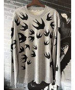 Alexander McQueen MCQ men sweatshirt gray color print Swallow Size XL - £87.24 GBP