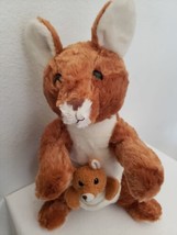GOFFA Kangaroo Mom Baby Joey Brown 16” Stuffed Animal Plush  - £15.39 GBP