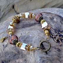 Gold Crystal Bracelet, Gold Beaded Bracelet, crystal bracelet (B87) - $19.00