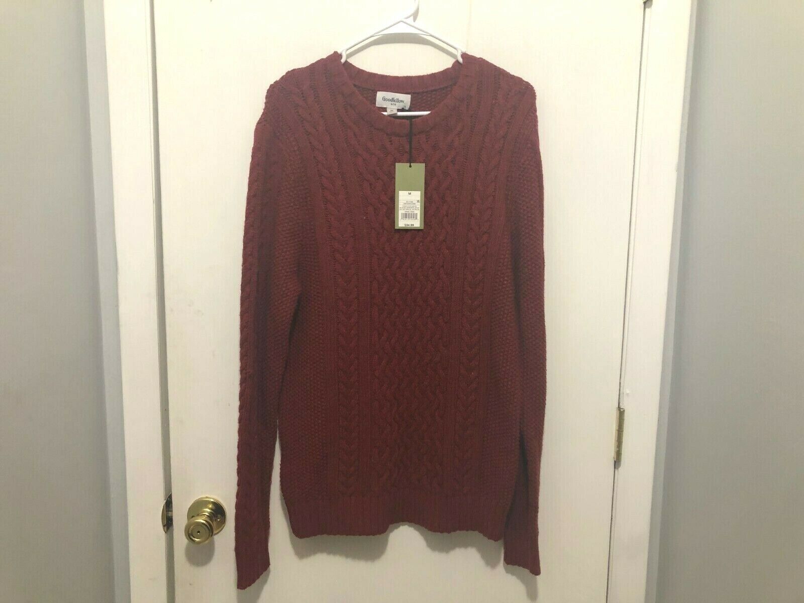 NWT Goodfellow &amp; Co Men&#39;s Size Medium Cableknit Sweater Berry NEW - $13.85