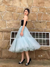Light BLUE Tiered Tulle Skirts Women's Layered Tulle Skirt Holiday Skirt Outfit  image 2
