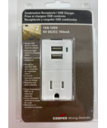 Cooper Dual Combo Outlet Receptacle USB Charger White 15A-125V 5V DC/CC ... - $23.00 CAD