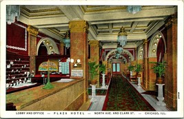 Vtg Postcard Advertising Chicago Illinois IL Plaza Hotel Lobby Interior UNP - £3.12 GBP