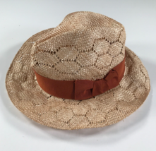 Stetson Straw Hat Size 7 1/8 R Heat Wave Roadrunner Brown Wrap Knot Tie - $214.69