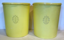 Tupperware Large Canisters 1339-5 Yellow with Servalier Lids Set of 2 ~ Vintage - £17.13 GBP