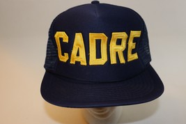 Vintage Navy Blue CADRE Mesh Foam Trucker Snapback Hat Cap US Military - £7.82 GBP