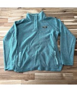 LL Bean Tumbled Sherpa Fleece Pullover Sweater Women Large Green 1/4 Snap - €24,54 EUR