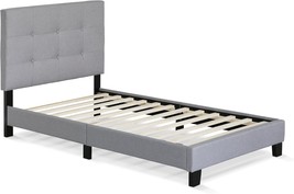 Twin Glacier Furinno Laval Button Tufted Upholstered Platform Bed Frame. - £103.04 GBP