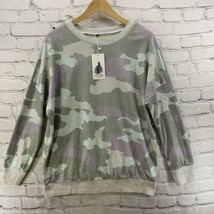 BTFBM Sweater Womens Sz M Pullover Camo Print Gray Purple Green NWT - $19.79