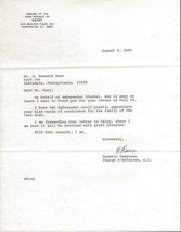 Hussein Hassouna Signed 1980 Typed Letter Egypt / Ambassador Ghorbal - $19.79