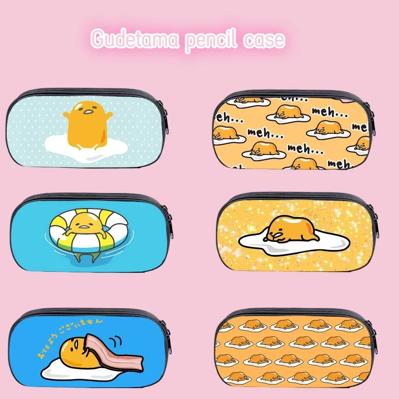 Sanrio Kawaii Gudetama Pencil Bag Anime Cartoon Lazy Egg Single Layer Polyester - £11.45 GBP+