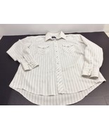 Wrangler Western Dress Shirt 17 1/2 Long Tail Stripe Grey White USA Vintage - £9.27 GBP