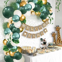 Safari Baby Shower Decorations Jungle Theme Party Supplies With Lush Green Ballo - £33.89 GBP