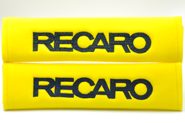 2 pieces (1 PAIR) Recaro Embroidery Seat Belt Cover (Dark Blue on Yellow... - £13.36 GBP