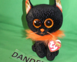 Ty Beanie Boo&#39;s Morticia Stuffed Animal Black Cat Halloween Beanie Babie - $24.74