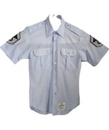 USAF Air Force Uniform Short Sleeve Dress Shirt Blue 1581 Mens 15 Sergeant - £29.57 GBP