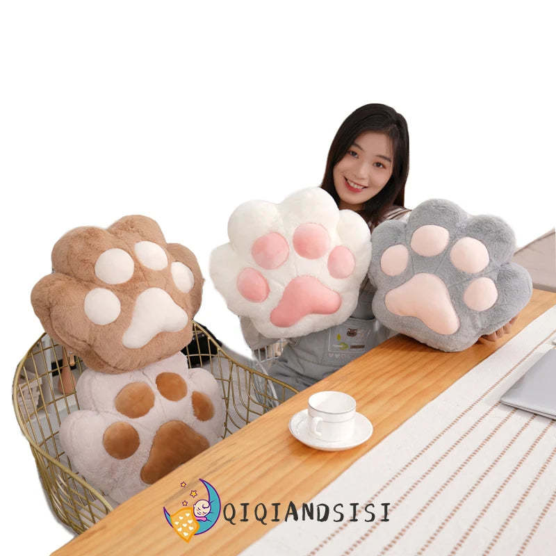 34/40cm Bear&Cat Paw Pillow With Two Holes Flannel Blanket Colorful Stuffed Fuzz - $8.38 - $20.98