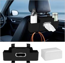 Chic Black Car Back Seat Organizer with Tissue Holder - Perfect Travel C... - $46.48