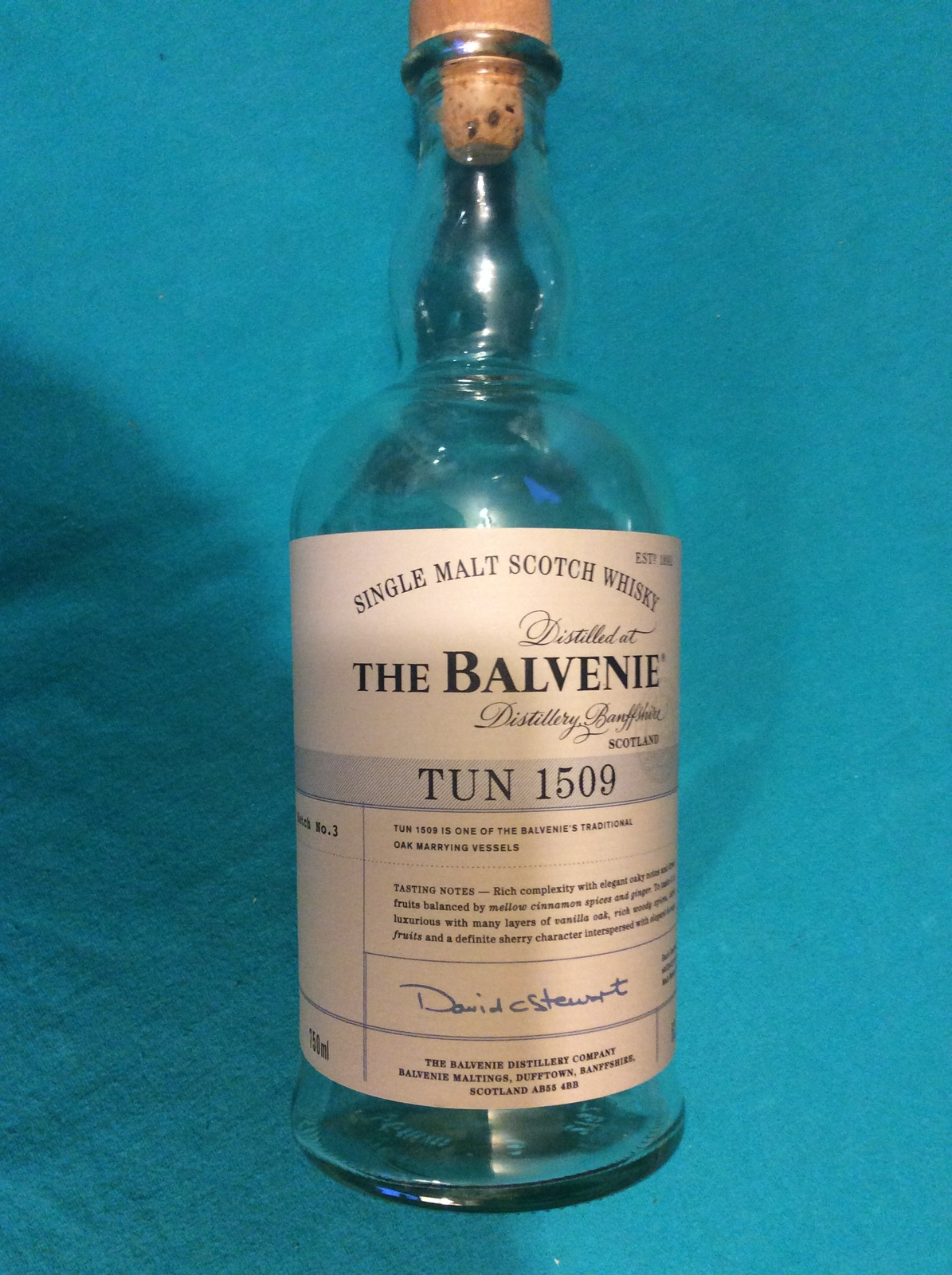 THE BALVENIE SCOTCH WHISKY TUN 1509 EMPTY BOTTLE with CORK - 750ml - Fre... - $17.95