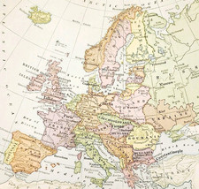 1920 Map Europe Political Italy German Empire Russia Spain France Hungar... - $554.45 MXN