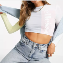 Ellesse Crop Top Off White Barbie Pink Baby Blue Sexy Sports Cropped Yoga XS Y2k - £24.86 GBP