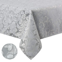 Tektrum 70&quot;X70&quot; Square Damask Tablecloth-Waterproof/Spill Proof -Grey - £18.76 GBP