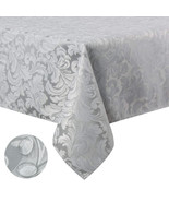 Tektrum 70&quot;X70&quot; Square Damask Tablecloth-Waterproof/Spill Proof -Grey - £18.76 GBP