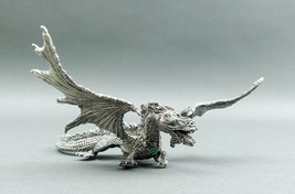 Rawcliffe Signed 1988 Pewter Jeweled Leaf Wing Dragon Made In USA - £54.94 GBP