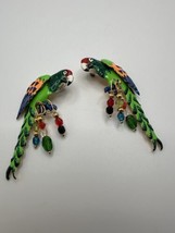 Vintage Green Lunch At The Ritz Parrot Earrings 6.5cm - $99.00