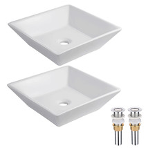 Bathroom Vessel Sink Porcelain Ceramic Vanity Basin Drain Aqt0128 2Pc - £158.64 GBP