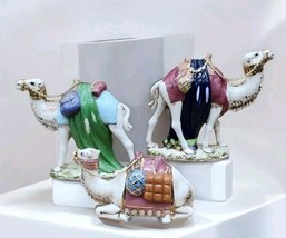 Holland Mold Ceramics 3 Camel Nativity Figurines Vintage 1970s Artisan C... - $91.76