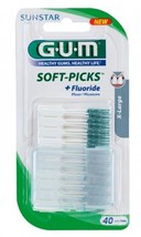 2 x GUM Sunstar Soft-Picks+ Fluoride XL 40 pcs |Removes Plaques &amp; Massag... - $32.00