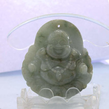 Jade Happy Buddha Laughing Burmese Jadeite Carving Untreated Stone Pendant - £51.54 GBP