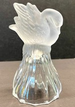 Vintage Frosted Swan Hand Dinner Bell Lead Crystal 4.5 Inch Tall - £17.28 GBP