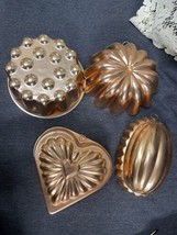 Vintage Copper Tone Gelatin Molds Set of 4 Midcentury Modern Wall Decor - £17.96 GBP