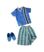 Barbie Ken Doll Stylin Looks Fashions Blue striped Shirt &amp; Shoes  - £10.87 GBP