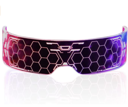 Futuristic LED Glasses Light Up Glasses Cool Neon Cyber Robot Sunglasses  NEW - £35.46 GBP
