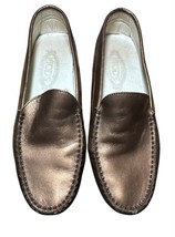 Tod’s Women’s Mocassins Driving Shoes Bronze Copper Loafer Leather Size 8.5 - $125.00