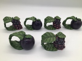 Set of 6 Vintage Fruit Shaped Napkin Rings Grapes and Plum - $459.76 MXN