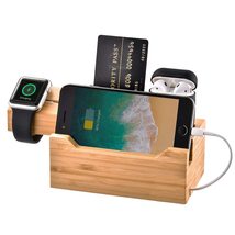 Trexonic 3 in 1 Bamboo Charging Station with Card Holder, Brown (TRX-CS3U3A) - £31.18 GBP