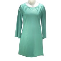 CABANA LIFE Dress Women&#39;s Size M Stretch Knit Laser-Cut Scalloped Hem Midi Shift - £16.18 GBP