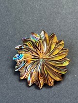 Vintage Jagged Edge Abalone Swirl Flower Pin Brooch – 1 and 3/8th’s inch... - £11.71 GBP