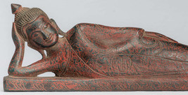 Antique Khmer Style SE Asia Wood Reclining Nirvana Buddha Statue - 40cm/16&quot; Long - £433.31 GBP