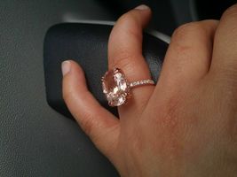 2Ct Oval Cut Peach Morganite Solitaire Anniversary Ring in 14K Rose Gold Over - £69.33 GBP