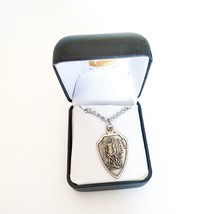 St. Michael Shield Pendant 1&quot; Badge 20&quot; chain Creed Heritage Collection Gift Box - £15.97 GBP