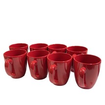 8 Corning Corelle Stoneware Mugs Red 4 Inch Tall Harvest Christmas 3.5 D... - $44.43