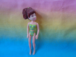 Polly Pocket Mattel Girl Figure Large Brown Pony Tail Green / Purple Undies - $2.32