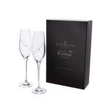 Personalised Dartington Celebration Clear Glitz Pair of Champagne Flutes Glasses - £53.16 GBP