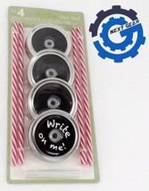 Home Essentials New 4 Pack of Chalkboard Mason Jar Lids with Red Striped... - $14.92