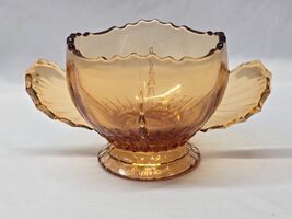 1930s Vintage NEW MARTINSVILLE Open Sugar Bowl RADIANCE AMBER - Made In USA - $21.16 CAD